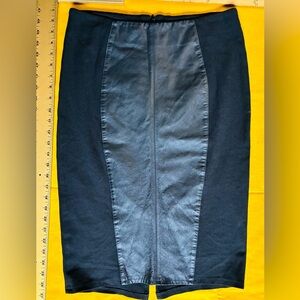 Vintage black leather and knit  Neiman Marcus pencil skirt